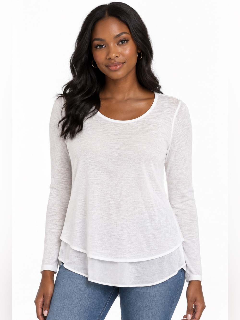 Crosby. White Long Sleeve Top. Size M